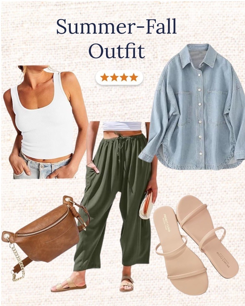 So many good finds for summer transitioning into fall! 
Med Denim Top
XS pants
Shoes TTS
Small Tank

#LTKSaleAlert #LTKFindsUnder50 #LTKSeasonal