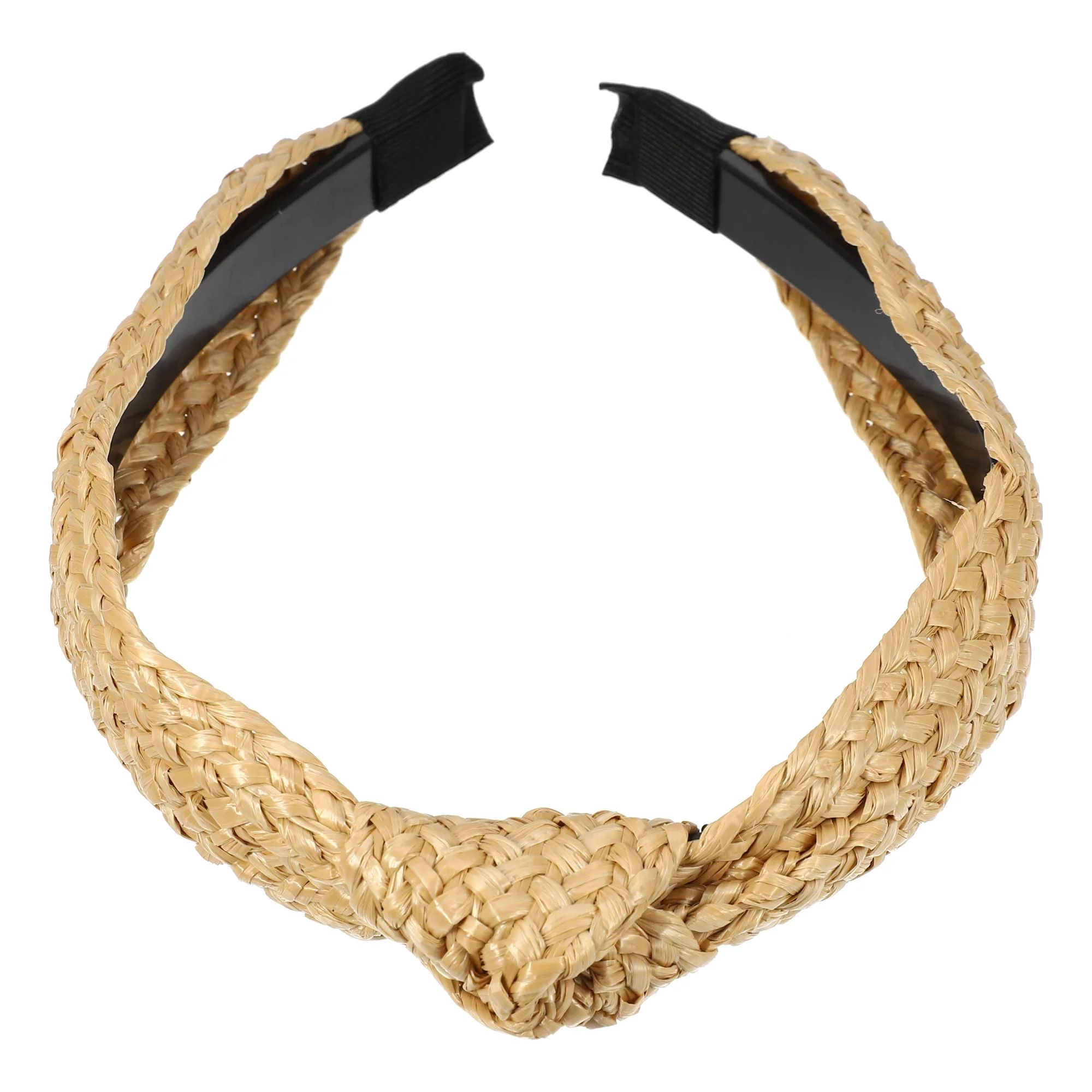 Unique Bargains 1 Pcs Straw Knotted Headband Fashion Hairband for Woman Non Slip Khaki | Walmart (US)