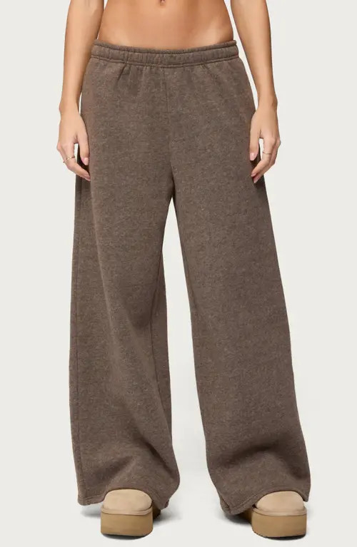 EDIKTED Laulie Wide Leg Sweatpants in Brown at Nordstrom, Size Small | Nordstrom