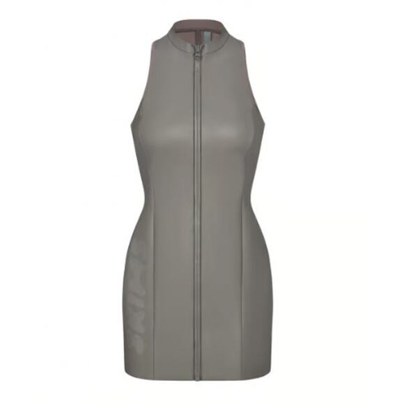 Skims Grey Rubberized Scuba Swim Mock Neck Dress New with tags Size 2X | Poshmark