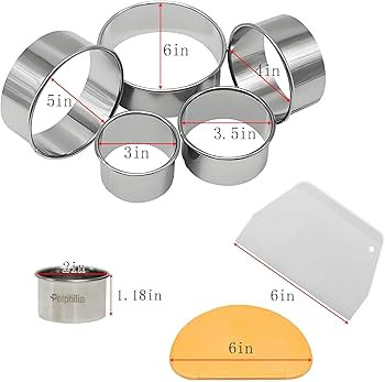 8 Piece Round Cookie Cutter & Scraper Set - 6 Stainless Steel Biscuit Cutters (2, 3, 3.5, 4, 5, 6... | Amazon (US)