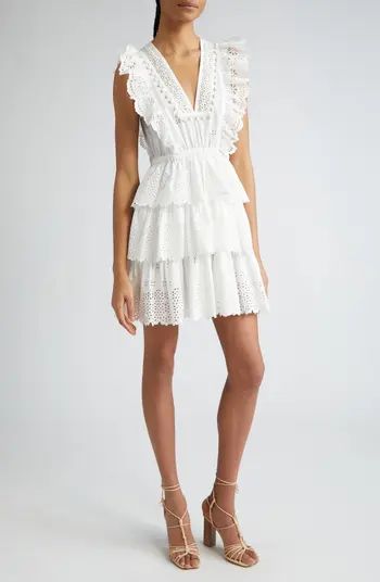 Lilith Eyelet Tiered Minidress | Nordstrom