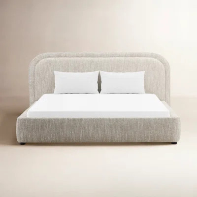 Agi Polyester Velvet Upholstered Panel Bed, Beige | Wayfair North America