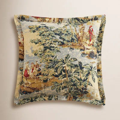 Provence Washed Linen Gold Yellow Victorian Print Shabby Elegance Euro Sham, 27x27 inch | Wayfair North America