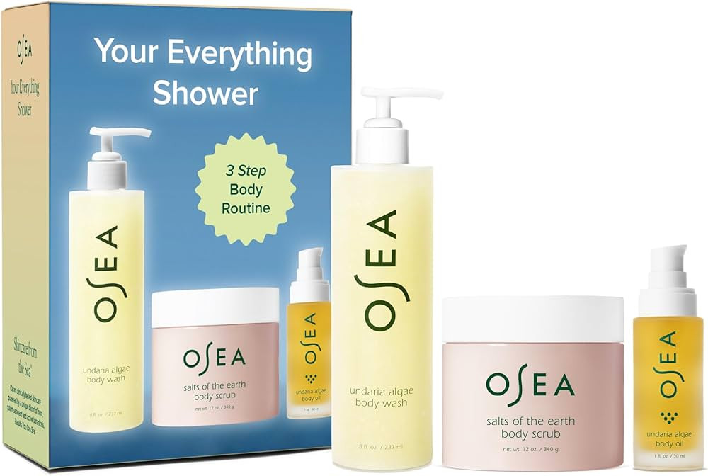 OSEA Conjunto de chuveiro Everything – Ritual corporal em 3 etapas com sabonete líquido, esfol... | Amazon (BR)
