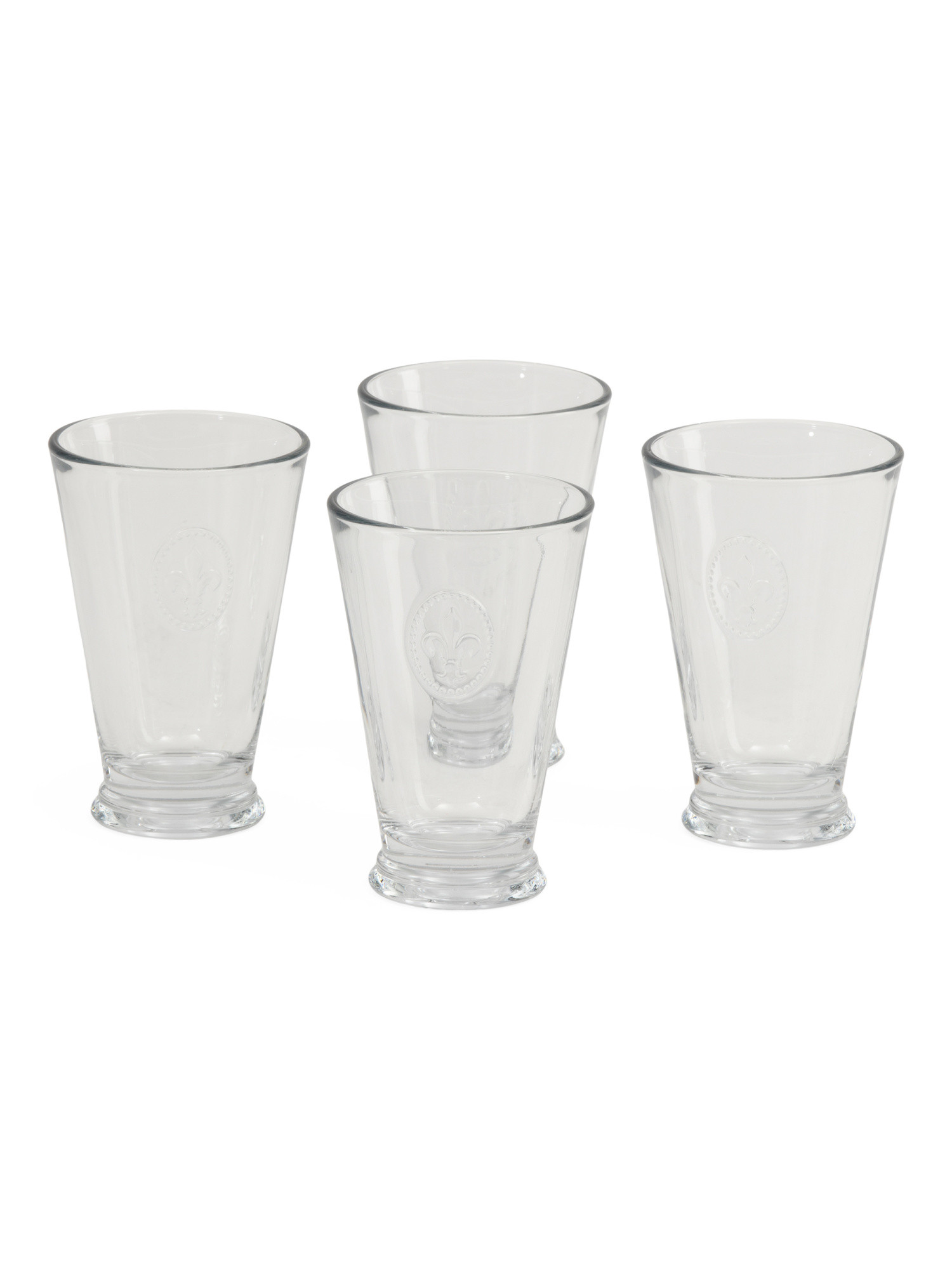 Made In France Set Of 4 Fleur De Lys Long Drink Glasses | TJ Maxx