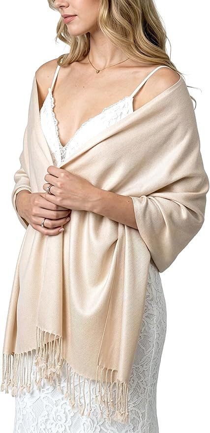 Achillea Lightweight Pashmina Scarf for Women – Soft Silky Shawl Wrap for Evening Dresses, Brid... | Amazon (US)