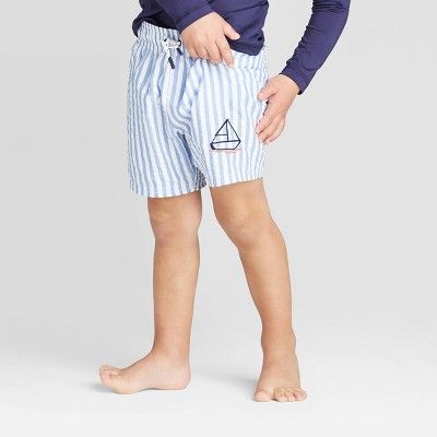 Toddler Boys' Seersucker Sailboat Trunk Swim Trunks - Cat & Jack™ Blue | Target