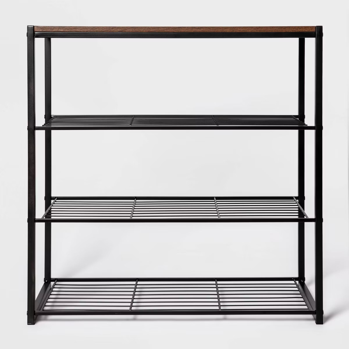 4 Tier Shoe Rack Black Metal with Walnut Wood - Brightroom™ | Target