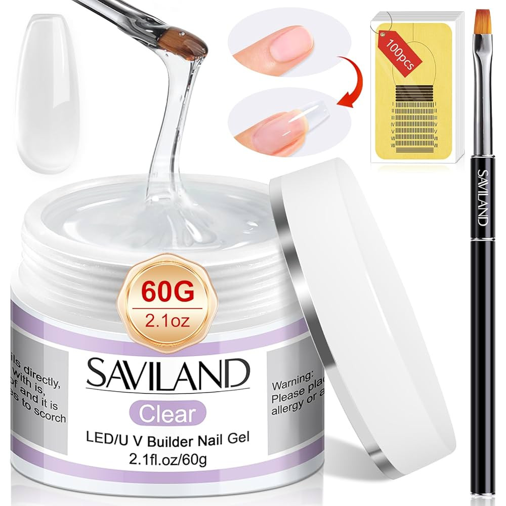 SAVILAND Builder Nail Gel Kit - 60g Clear Nail Extension Gel Set Nail Strengthen Nail Art Manicur... | Amazon (US)