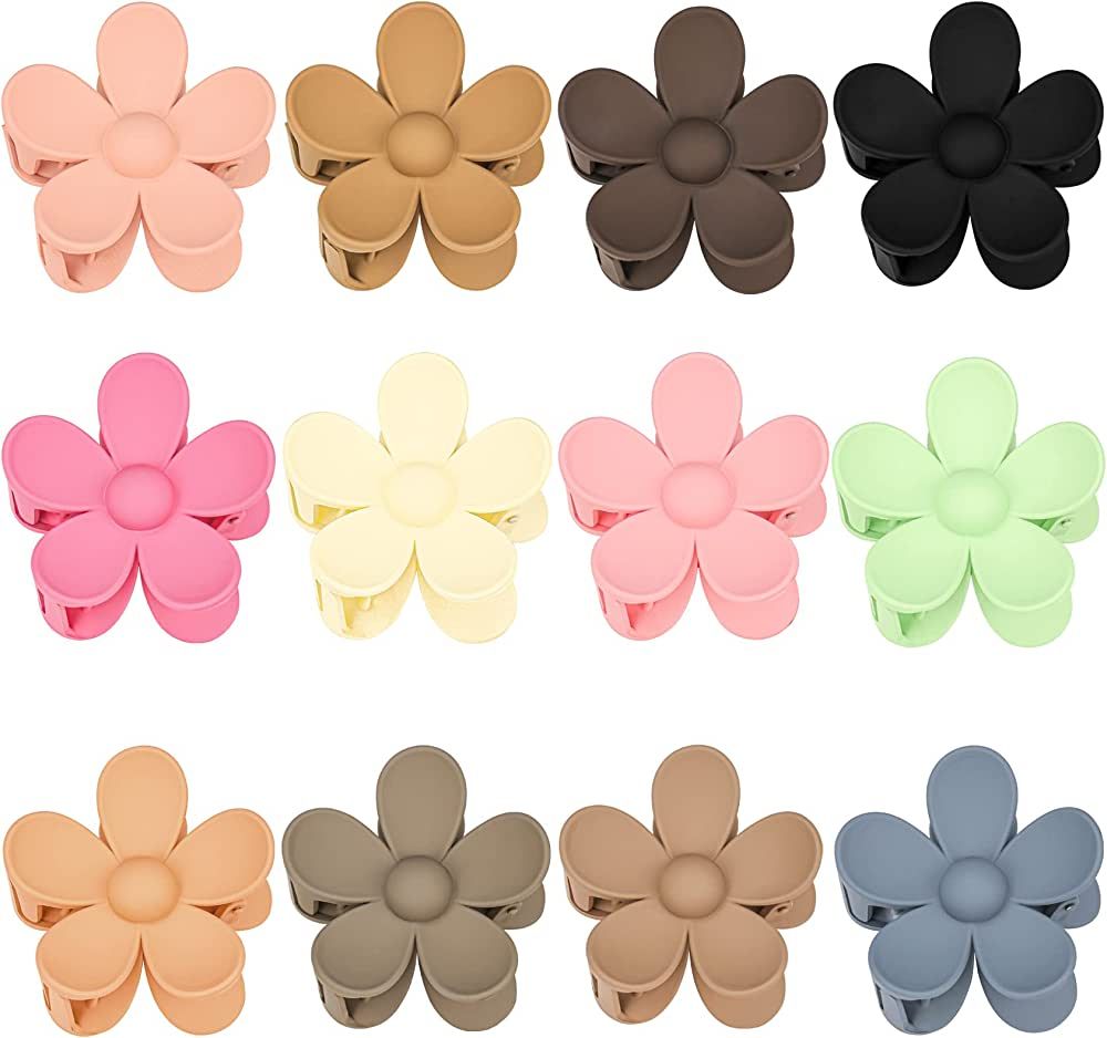 12 Pieces Flower Claw Clips Large Hair Jaw Clips for Women Girls Thick Hair Strong Hold Hair Catc... | Amazon (US)