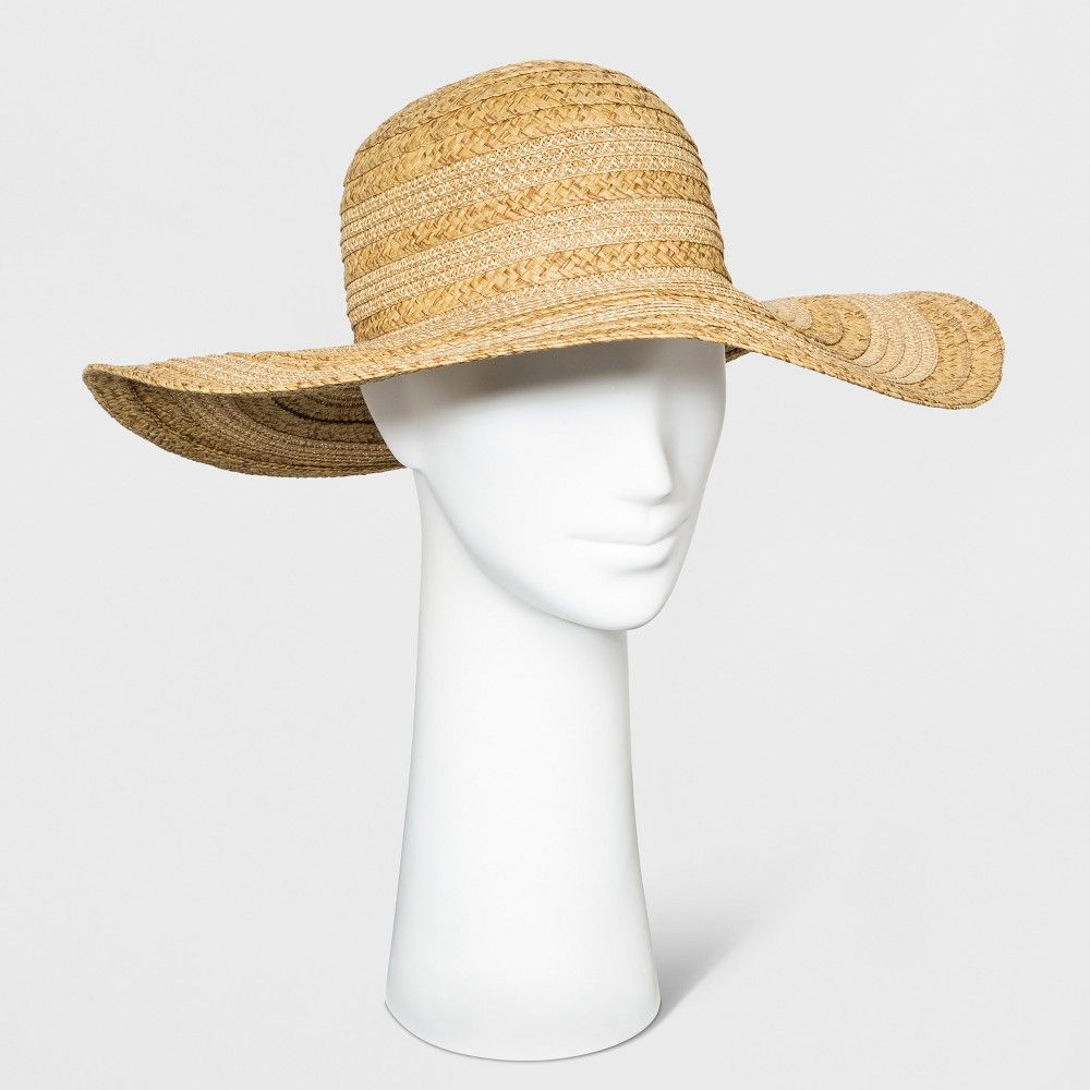 Women's Mix Braid Floppy Hat - A New Day Natural, Size: Small, Beige | Target