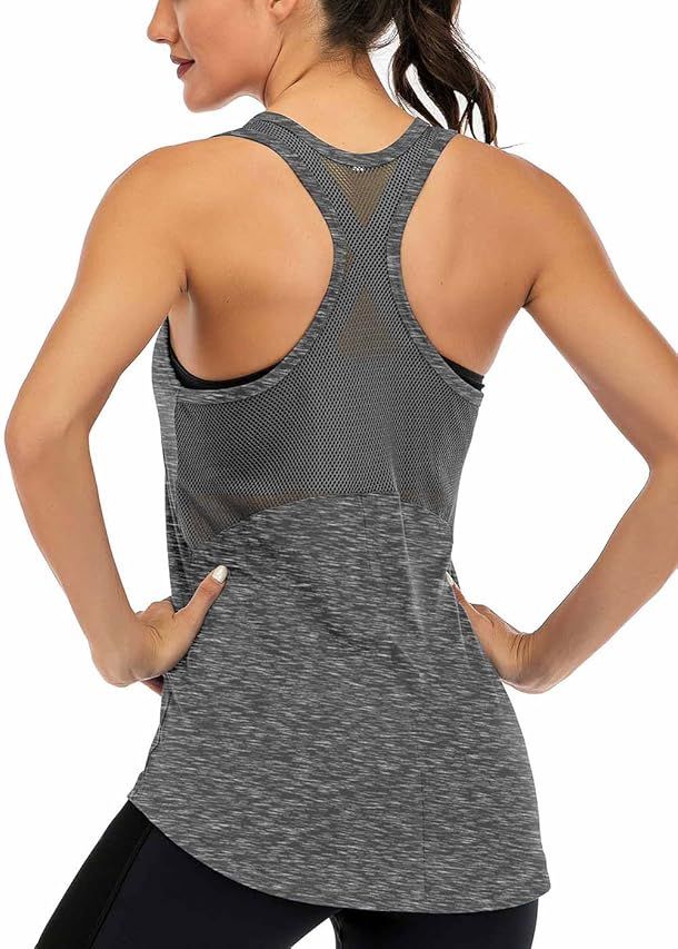 ICTIVE Workout Tops for Women Loose fit Racerback Tank Tops for Women Mesh Backless Muscle Tank R... | Amazon (US)