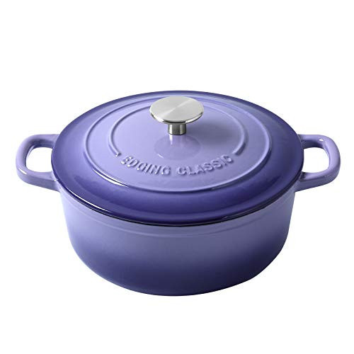 EDGING CASTING Enameled Cast Iron Covered Dutch Oven with Dual Handle, Dutch Ovens with Lid for Bread Baking, Safe to 500 degrees, 3.5 Quart, Purple | Amazon (US)