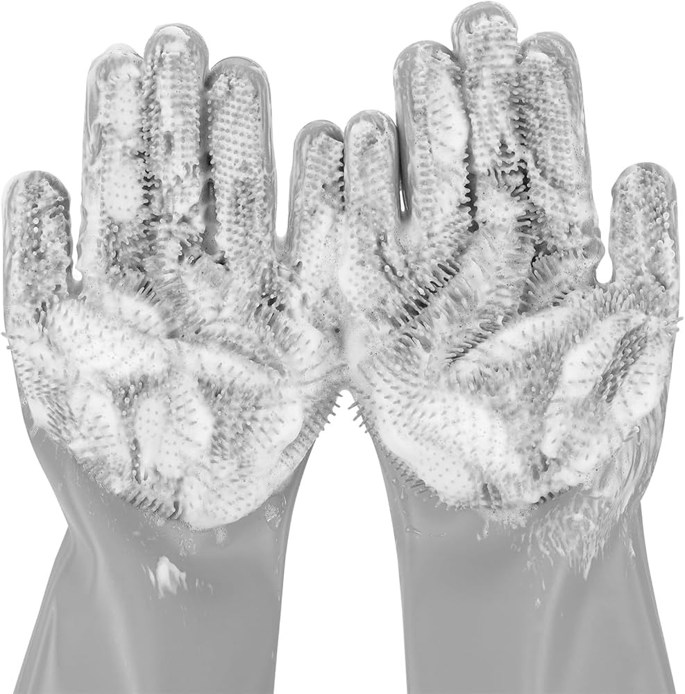 Pecute Pet Grooming Gloves: Heat-Resistant Silicone Gloves with High-Density Teeth for Enhanced M... | Amazon (US)