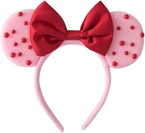 PAITTY Pearl Mouse Ears Bow Headbands, Sparkle Minnie Ears Headband Glitter Hair Band for Party P... | Amazon (US)
