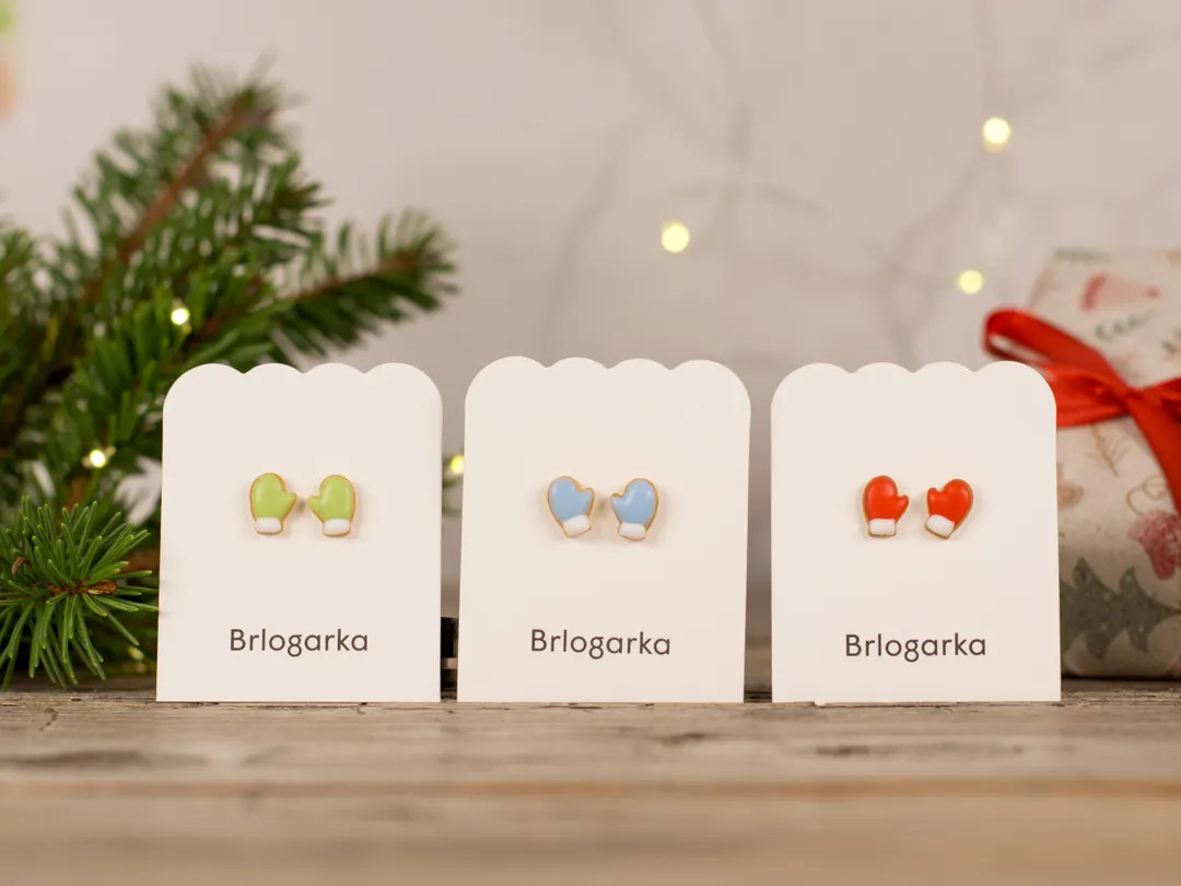 Christmas Mittens Earrings Red, Blue & Green Polymer Clay Festive Holiday Jewelry Gift - Etsy | Etsy (US)