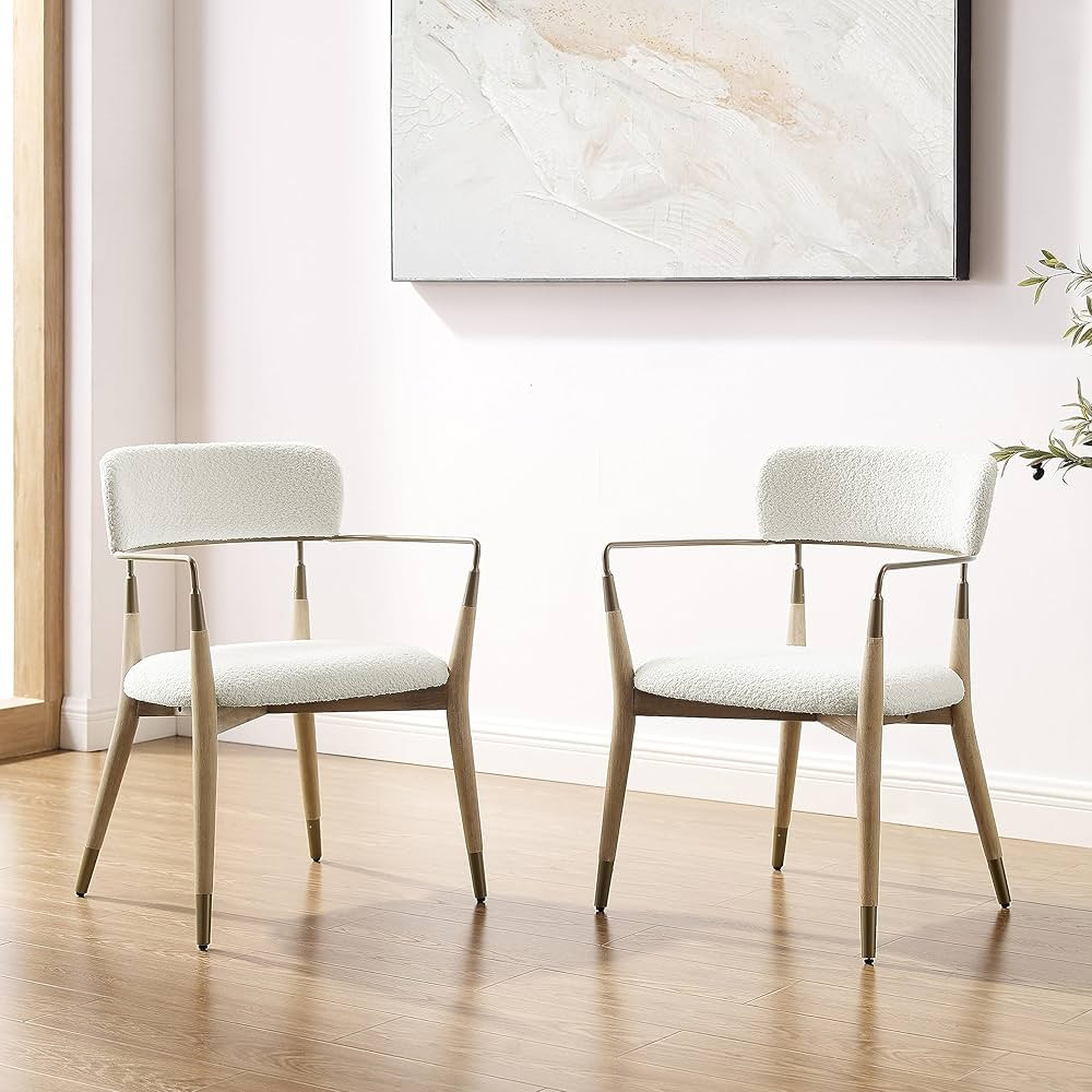 Art Leon Dining Chairs, Set of 2, Mid Century Modern Dining Room Chairs, Boucle Fabric Accent Cha... | Amazon (US)