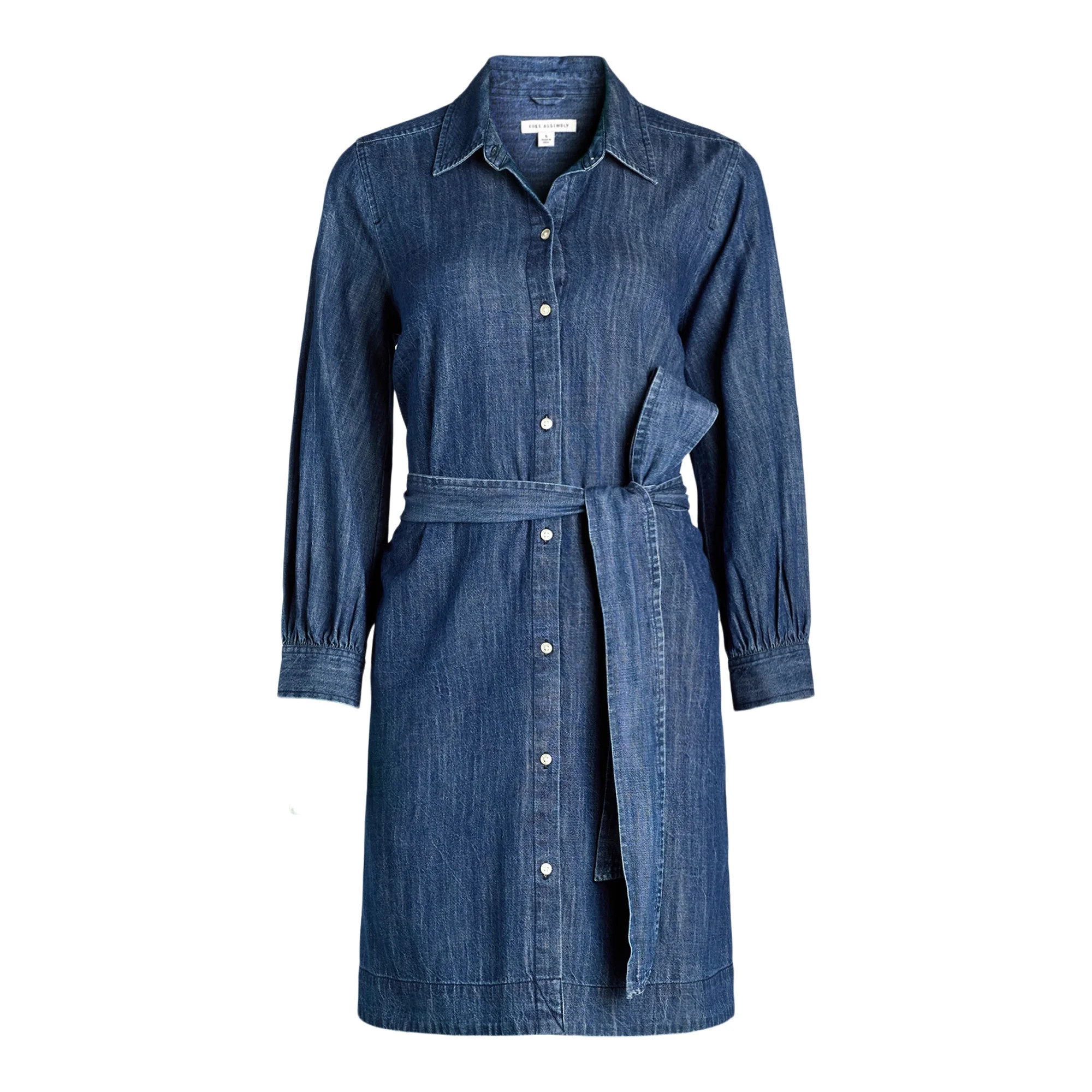 Free Assembly Women’s Denim Belted Mini Shirtdress, Sizes XS-XXL - Walmart.com | Walmart (US)