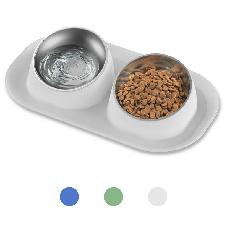 Ptlom Elevated Stainless Steel Pet Food Bowl with Stands, Raised Dog Cat Feeding Bowls Set Suitab... | Walmart (US)