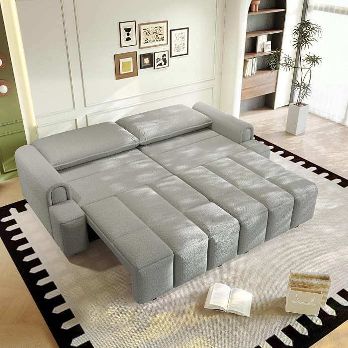 KEIKI 90.2" Space-Saving Convertible Sofa Bed – 3-in-1 Sleeper Couch with Deep Seats Storage, M... | Amazon (US)