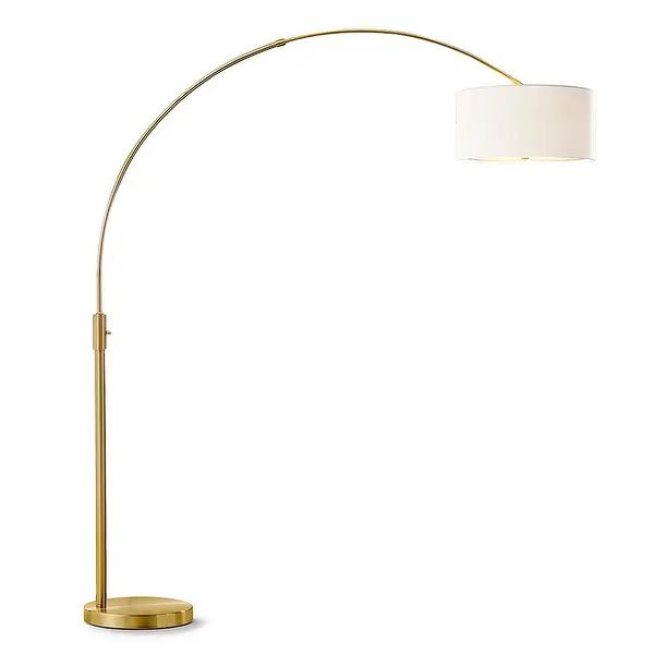 Orbita 81"H LED Dimmable Retractable Arch Floor Lamp, Bulb included, Antique Brass Finish - Drum ... | Bed Bath & Beyond