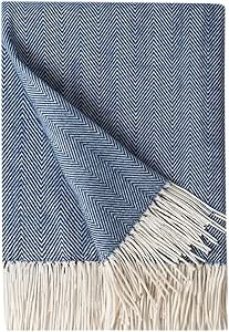 BOURINA Decorative Herringbone Faux Cashmere Fringe Throw Blanket Lightweight Soft Cozy for Bed o... | Amazon (US)