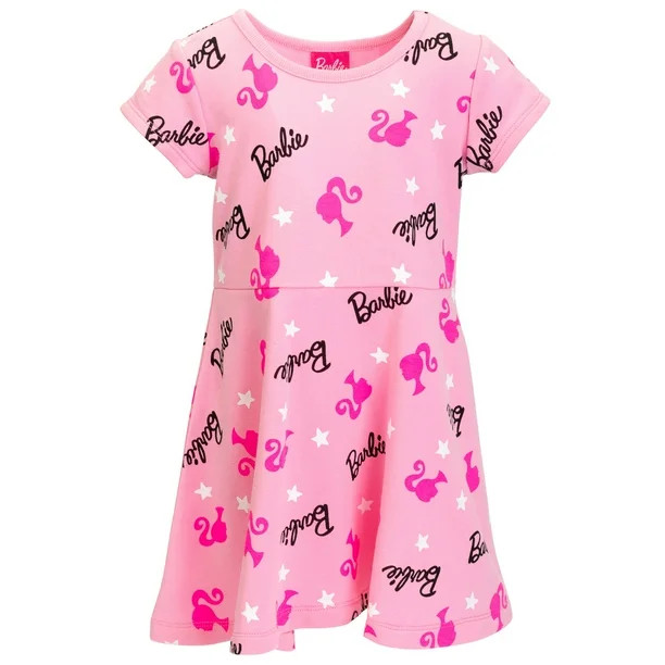 Barbie Big Girls French Terry Skater Dress Toddler to Big Kid | Walmart (US)