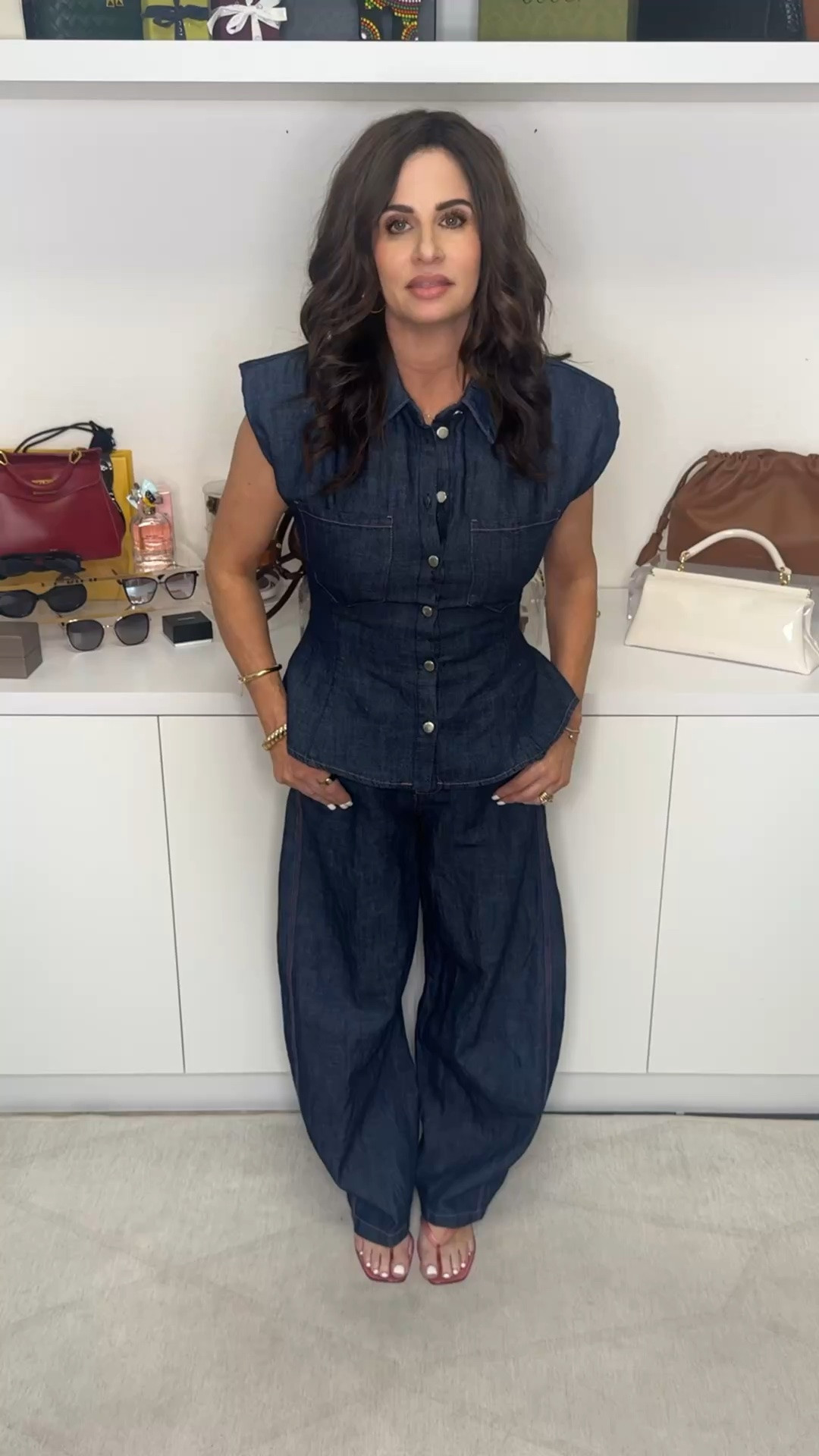 To be perfectly clear it is a linen set in a denim color . Top size sm , bottom xs . I am totally in love with the pink stitching ( piping).

#LTKSeasonal #LTKOver40 #LTKPetite
