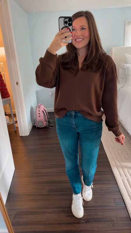 Todays look✨🤎 

The perfect brown collared sweatshirt. You can dress this up with denim or a casual looks with sweatpants. Also my favorite Esplar Veja Good Sneakers and David Yurman jewelry! 



#LTKshoecrush #LTKSeasonal #LTKstyletip