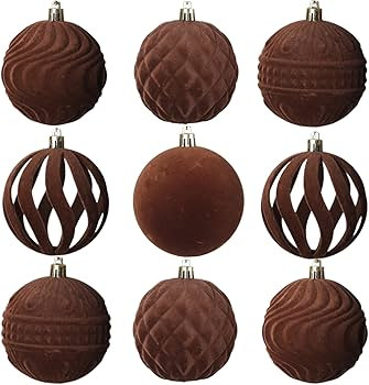Senjie Velvet Christmas Balls Flocked Christmas Tree Ball Ornaments 36Pcs Plastic Balls Xmas Deco... | Amazon (US)