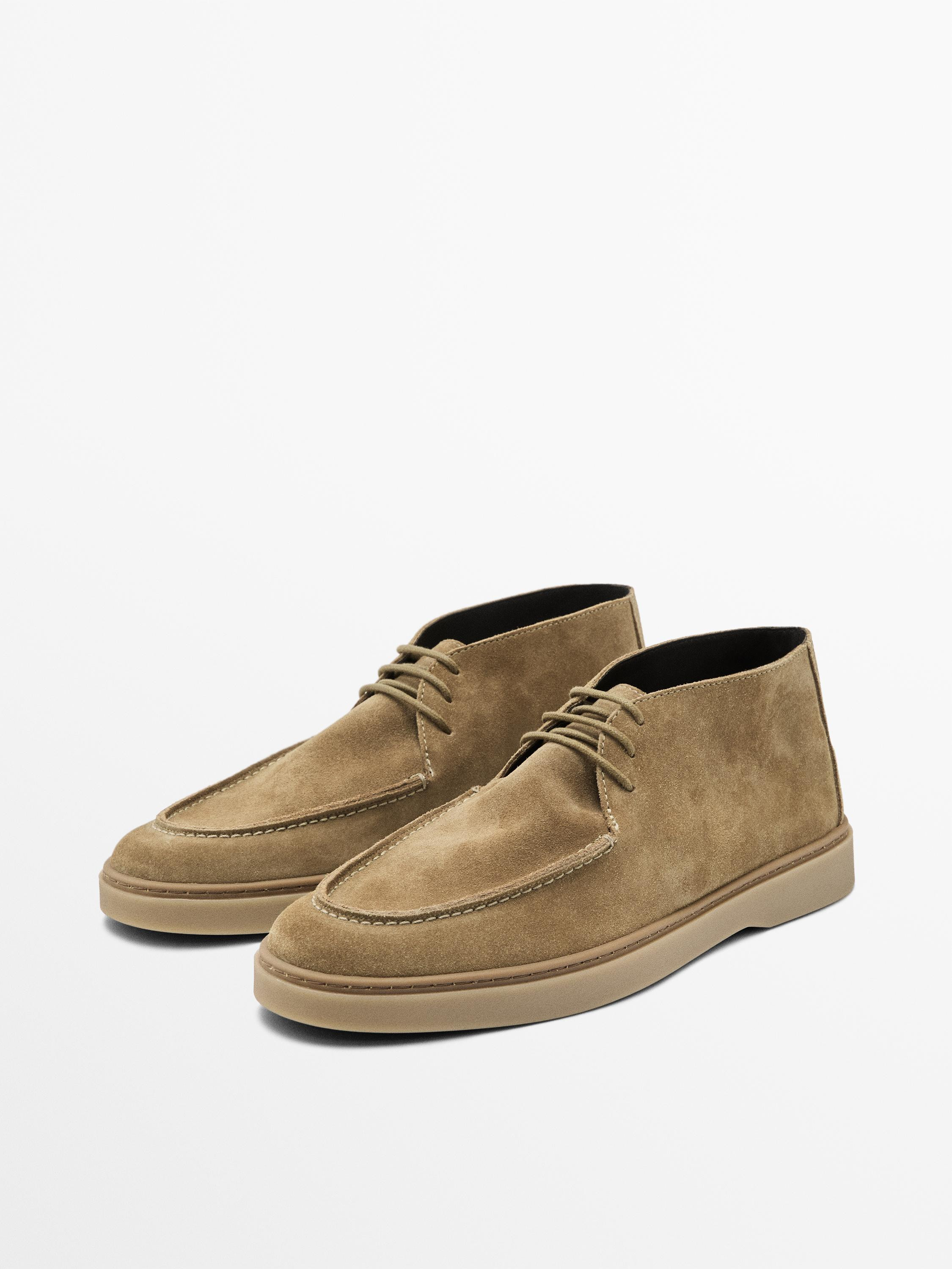 Soft split leather boot-style shoes | Massimo Dutti US