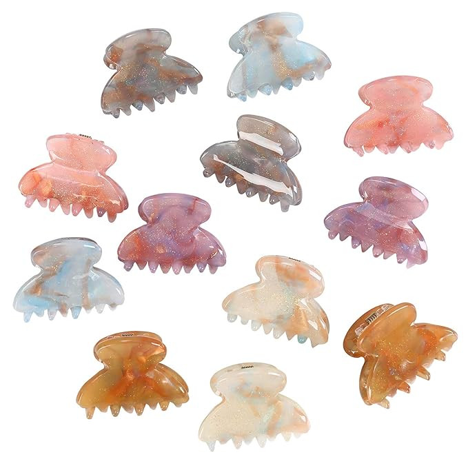 Claw Jaw Clips 12PCS Small for Thin Hair Styling Accessories Classic Clamp for Women Girls (Sequi... | Amazon (US)