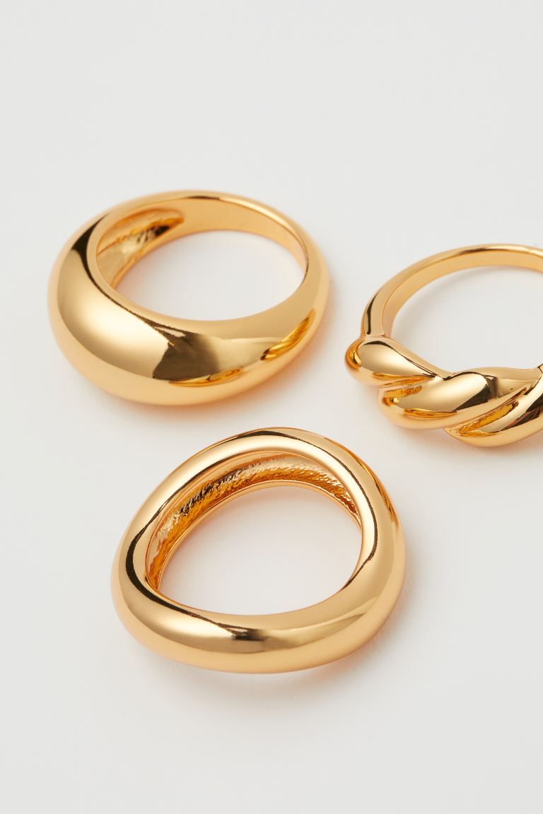 3-pack Gold-plated Rings | H&M (US + CA)