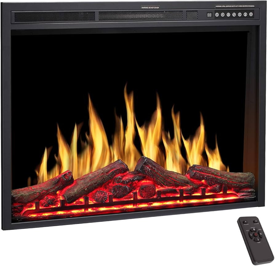 R.W.FLAME 34" Electric Fireplace Insert Adjuatble Flame Colors, Log Colors, Flame Speed and Brigh... | Amazon (US)