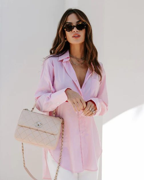 Menswear Cotton Blend Button Down Shirt - Pink | VICI Collection
