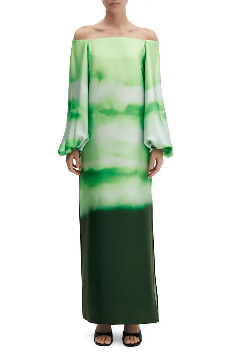 MANGO Tie Dye Off the Shoulder Long Sleeve Maxi Dress | Nordstrom | Nordstrom