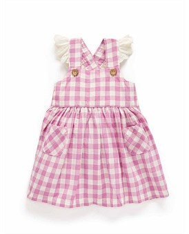David Jones Purebaby Gingham Pinnie in Fig Gingham, Size 000 | David Jones (Australia & New Zealand)