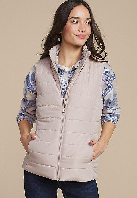 Champagne Quilted Vest | Maurices