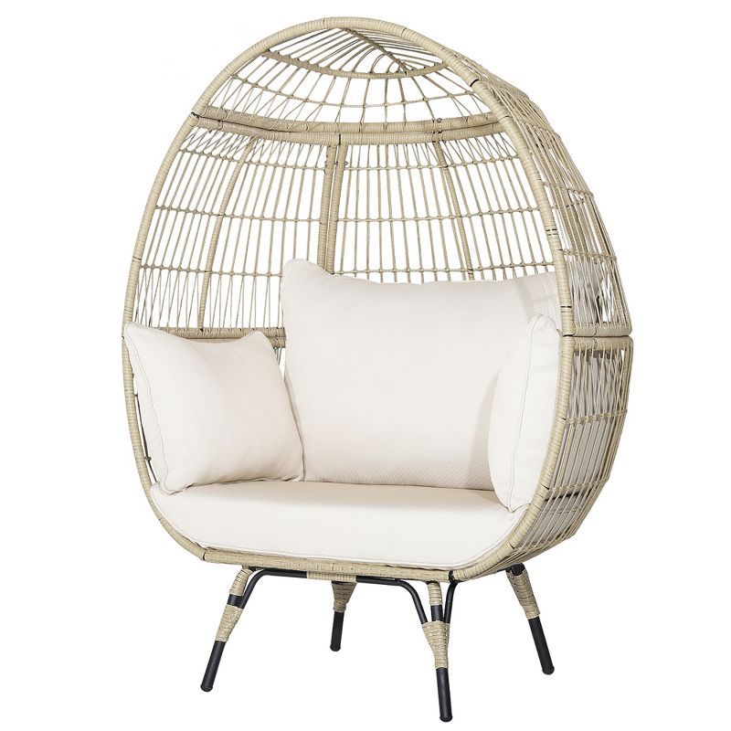 Costway Patio Oversized Rattan Egg Chair Lounge Basket with 4 Cushions for Indoor Outdoor | Target