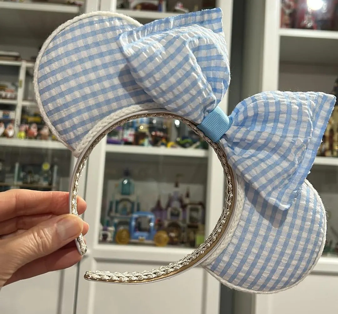 Seersucker Mickey Ears for Adults, Beach Club Resort Minnie Ear Headband, Blue and White Gingham ... | Etsy (US)