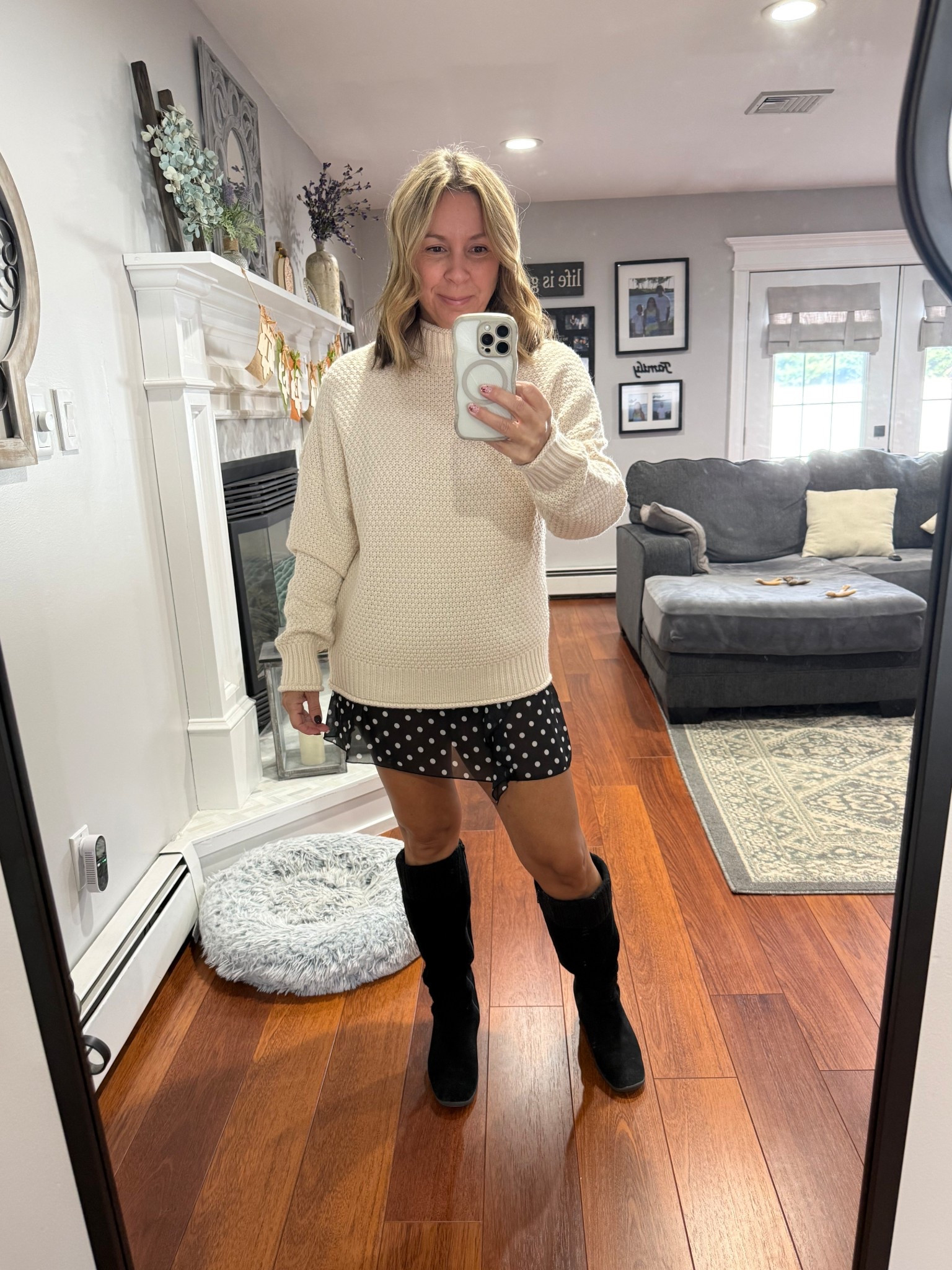 Winter outfit idea! Throw on some fleece lined tights and a red sweater and make it a holiday outfit

#LTKFindsUnder50 #LTKHoliday #LTKOver40