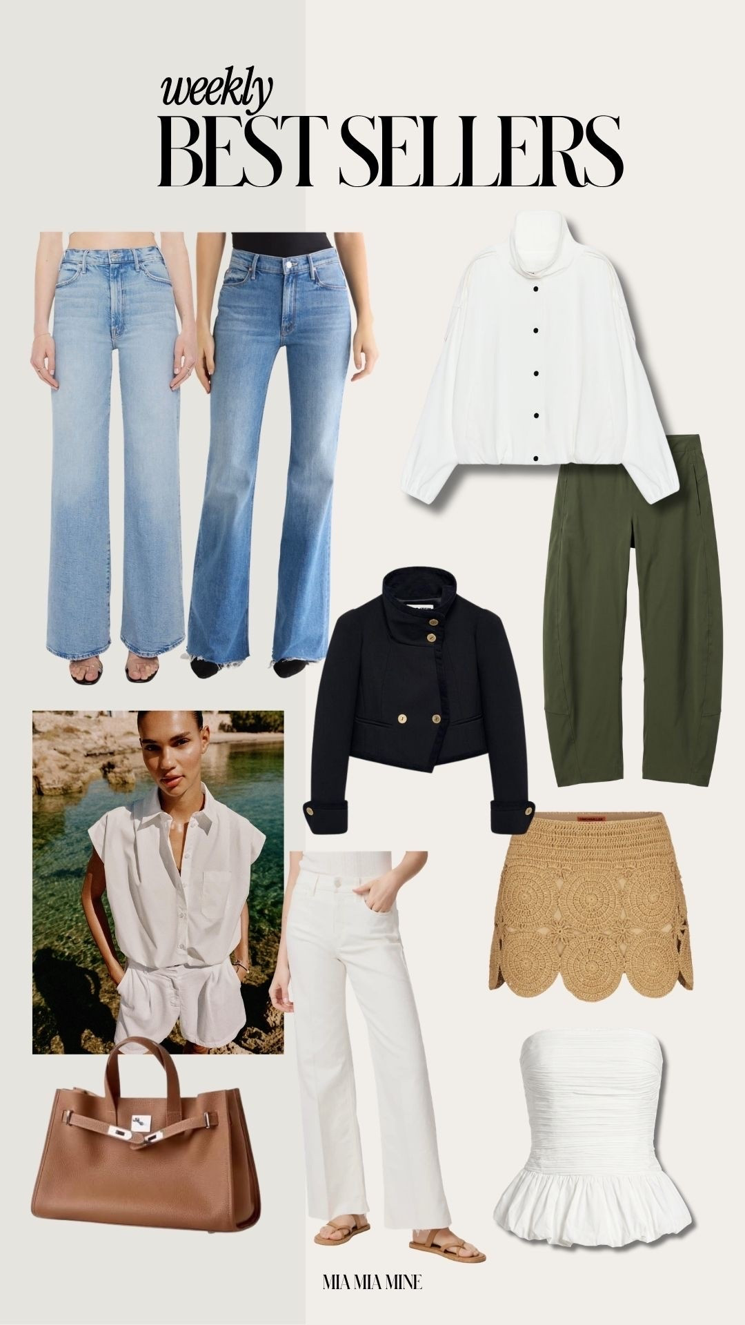 Last week’s best sellers 
Zara white button down back in stock! Wearing an XS
Mother denim wearing a 23
Beep beep raffia skier wearing an XS
Zara viral jacket back in stock! Wearing an XS

#LTKOver40 #LTKSeasonal #LTKmomlife
