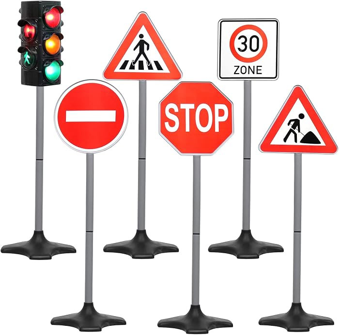 Kiddie Play Traffic Light Toys for Kids with 5 Street Signs | Amazon (US)