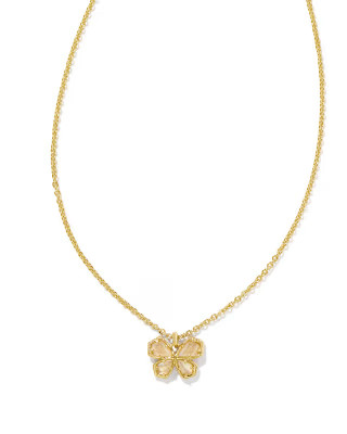 Mae Gold Butterfly Short Pendant Necklace in Golden Abalone | Kendra Scott