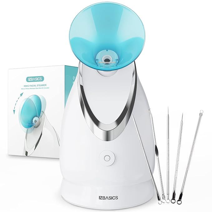 Facial Steamer for Deep Cleaning EZBASICS Ionic Face Steamer Professional for Sinuse Warm Steamer... | Amazon (US)