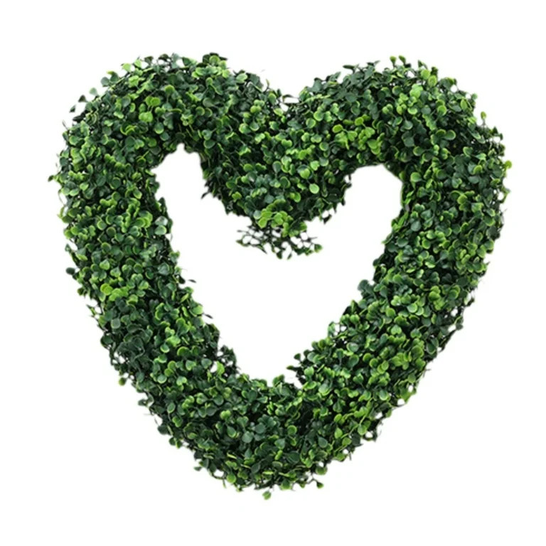 1 Pcs Boxwood Heart Wreath, Artificial Green Leaves Wreath, Heart Shaped Simulation Garland Shell... | Walmart (US)