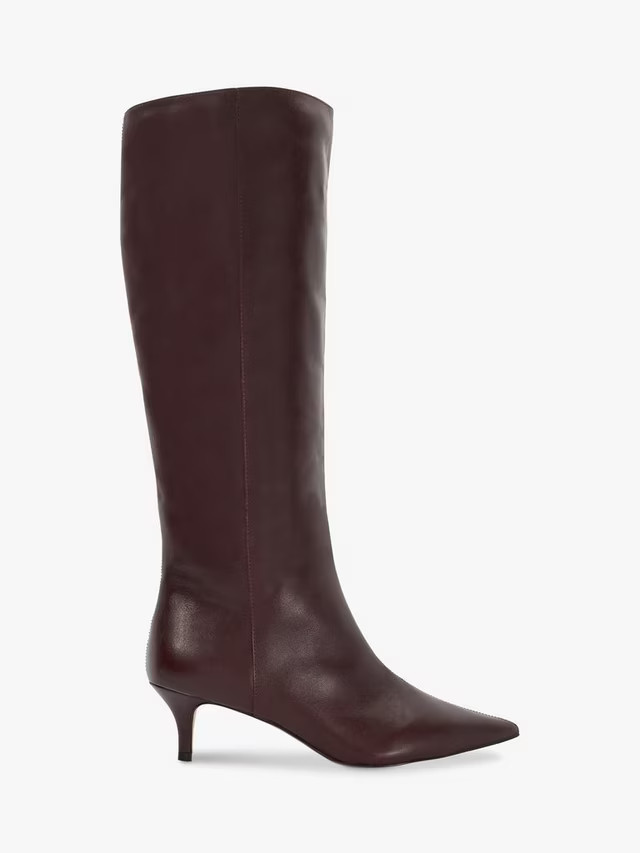 Dune Smooth Kitten Heel Leather Knee High Boots | John Lewis (UK)