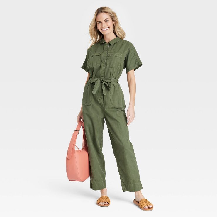 Women's Short Sleeve Button-Front Boilersuit - Universal Thread™ | Target