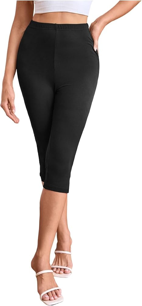 Verdusa Women's Split Capri Leggings High Waisted Knee Length Shorts | Amazon (US)